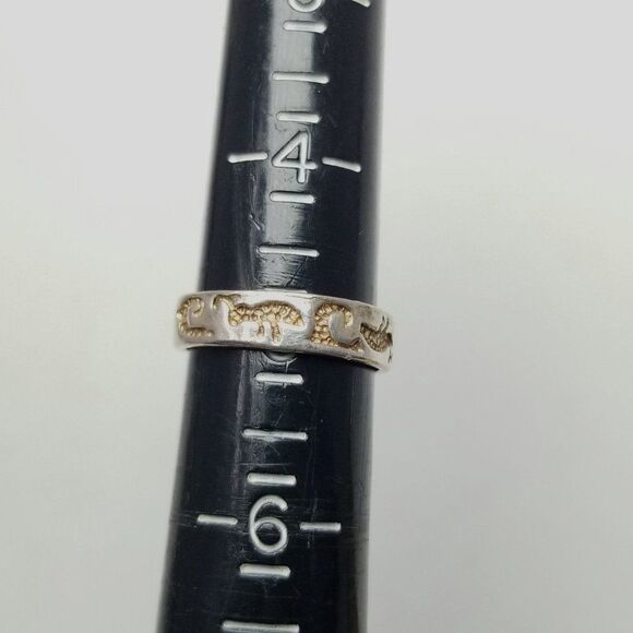 Vintage Sterling Silver Stamped Design Toe Ring, Animals, Retro Estate - Picture 4 of 6